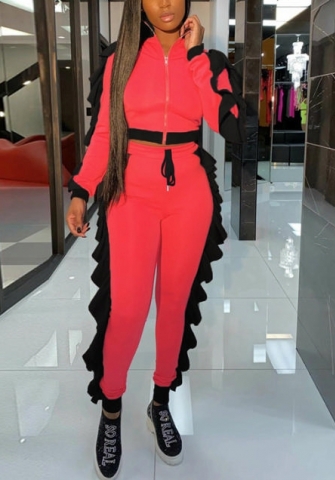 2021 Styles Women Fashion INS Styles Fashion Ruffle Side Two Piece Set