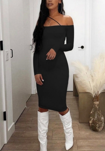 2021 Styles Women Fashion INS Styles Fashion Off Shoulder Long Sleeve Mini Dress