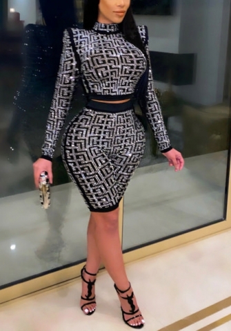 2021 Styles Women Fashion INS Styles Fashion Autumn Sequins Two Piece Set