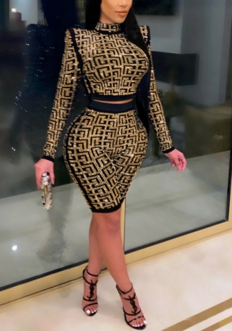 2021 Styles Women Fashion INS Styles Fashion Autumn Sequins Two Piece Set