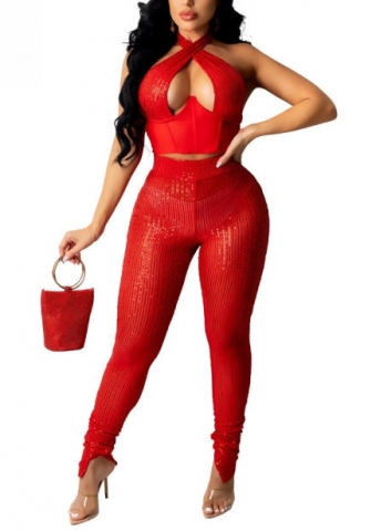 2021 Styles Women Fashion INS Styles Fashion Autumn Sequins Two Piece Set