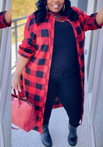 2021 Styles Women Fashion INS Styles Fashion Autumn Plaid Shirt Dress Plus Size