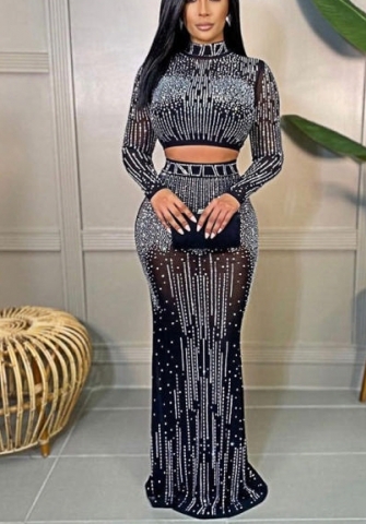 2021 Styles Women Fashion INS Styles Fashion Autumn Sequins Maxi Dress