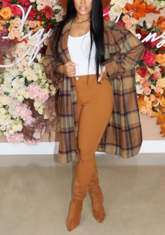 2021 Styles Women Fashion INS Styles Fashion Autumn Plaid Coat