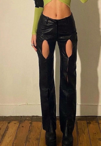 (Real Image)2021 Styles Women Fashion Fall & Winter INS Styles PU Long Pants