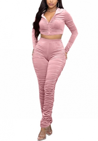 2021 Styles Women Fashion Fall & Winter INS Styles Ruffle Hoodie Two Piece Suit