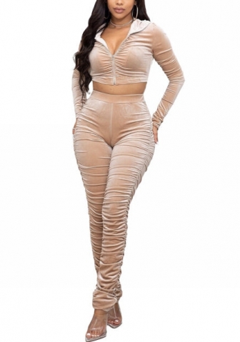 2021 Styles Women Fashion Fall & Winter INS Styles Ruffle Hoodie Two Piece Suit