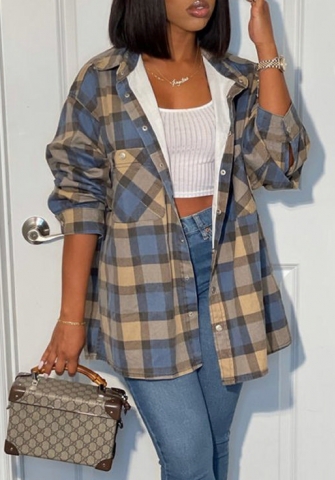 (Real Image)2021 Styles Women Fashion Fall & Winter INS Styles Plaid Shirts Tops