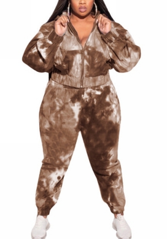 (Plus Size)2022 Styles Women Fashion Spring INS Styles Front Zipper Two Piece Suit