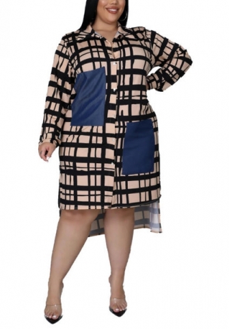 (Plus Size)2022 Styles Women Fashion Spring INS Styles Shirts Midi Dress