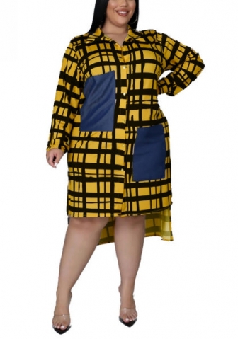 (Plus Size)2022 Styles Women Fashion Spring INS Styles Shirts Midi Dress