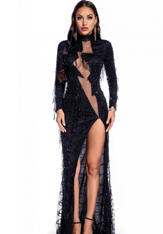 (Real Image)2022 Styles Women Fashion Spring INS Styles Long Sleeve Sequin Maxi Dress