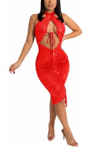 (Real Image)2022 Styles Women Fashion Spring INS Styles Sequin Club Dress