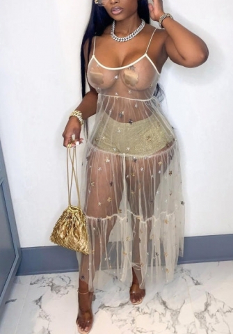 2022 Styles Women Fashion Spring INS Styles Mesh Maxi Dress