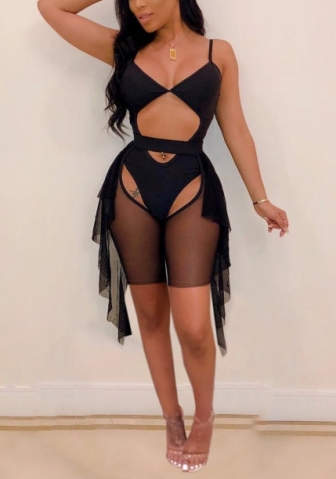 (Real Image)2022 Styles Women Sexy Spring INS Styles Mesh Short Two Pieces Set