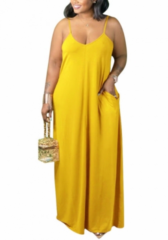 (Real Image)2022 Styles Women Fashion Spring INS Styles Strap Solid Color Maxi Dress