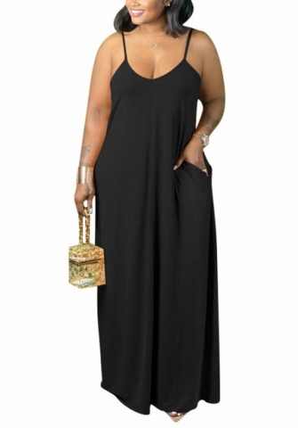 (Real Image)2022 Styles Women Fashion Spring INS Styles Strap Solid Color Maxi Dress