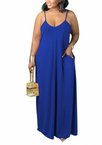 (Real Image)2022 Styles Women Fashion Spring INS Styles Strap Solid Color Maxi Dress