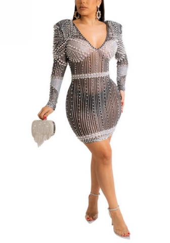 (Real Image)2022 Styles Women Fashion Spring INS Styles Sequins Mini Dress
