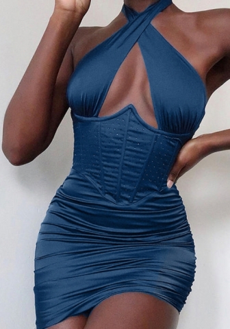 2022 Styles Women Fashion Spring INS Styles Halter Silk Club Dress