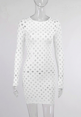 (Real Image)2022 Styles Women Fashion Spring INS Styles Long Sleeve Hollow Out Club Dress