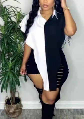 (Real Image)2022 Styles Women Fashion Spring INS Styles Contrast Color Front Button Shirts