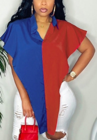 (Real Image)2022 Styles Women Fashion Spring INS Styles Contrast Color Front Button Shirts