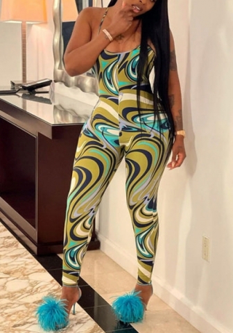 2022 Styles Women Sexy Spring INS Styles Print Strap Jumpsuit