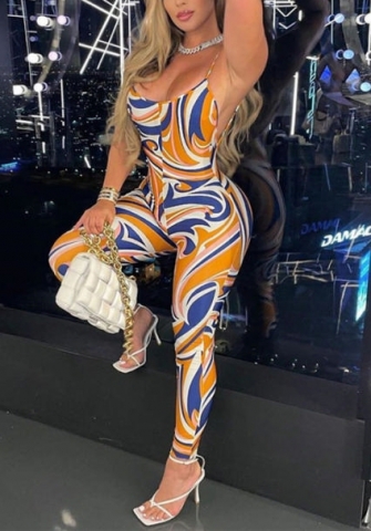 2022 Styles Women Sexy Spring INS Styles Print Strap Jumpsuit