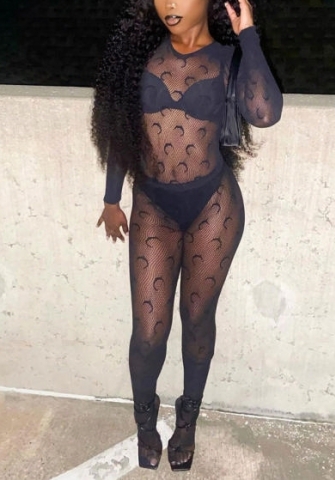 (Real Image)2022 Styles Women Sexy Spring INS Styles Black Lace Jumpsuit