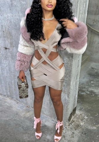 (Not Coat)(Real Image)2022 Styles Women Sexy Spring INS Styles Bandage Club Dress