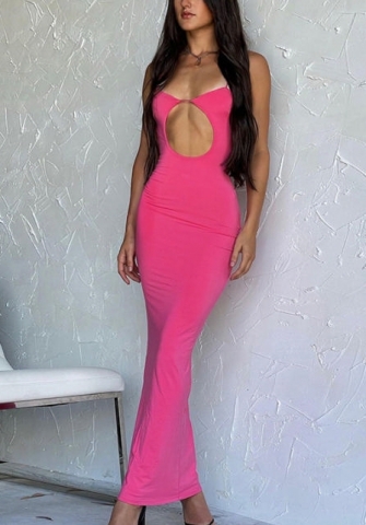 2022 Styles Women Fashion Summer INS Styles Solid Color Cut Out Backless Maxi Dress