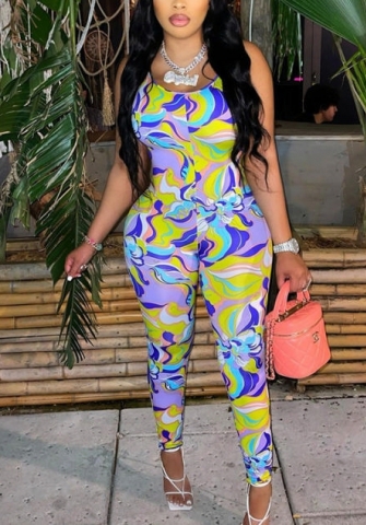 2022 Styles Women Fashion Summer INS Styles Print Jumpsuit