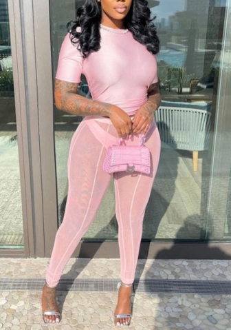 (Real Image)2022 Styles Women Fashion Summer INS Styles Mesh Crop Tops + Long Pants 2 Piece Suit