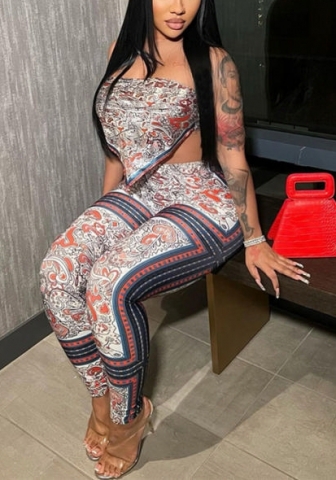 (Real Image)2022 Styles Women Fashion Summer INS Print Two Piece Suit