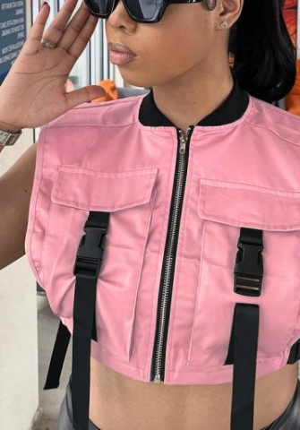 (Only Tops)2022 Styles Women Fashion Summer INS Styles Front Zipper Vests