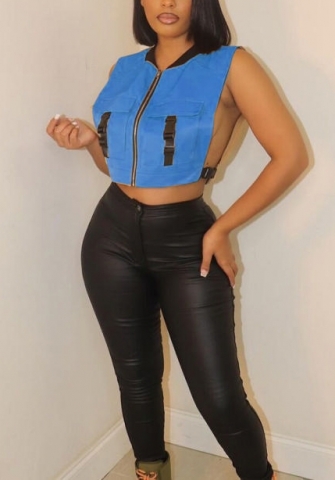 (Only Tops)2022 Styles Women Fashion Summer INS Styles Front Zipper Vests