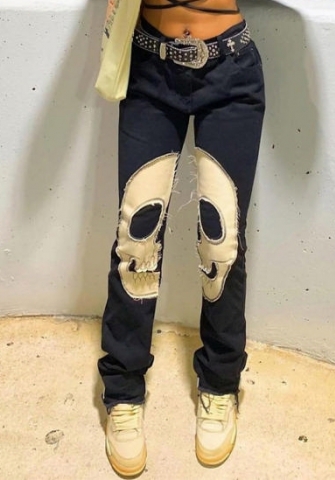(Real Image)2022 Styles Women Fashion Summer INS Styles Skeleton Jeans Long Pants