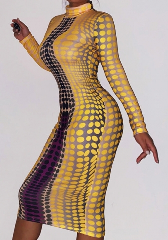 (Real Image)2022 Styles Women Fashion Summer INS Styles Print Long Sleeve Maxi Dress