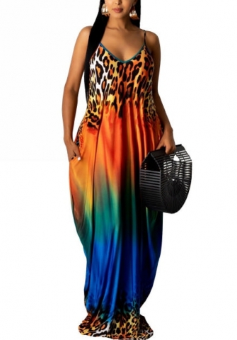 2022 Styles Women Fashion Summer INS Styles Strap Print Maxi Dress
