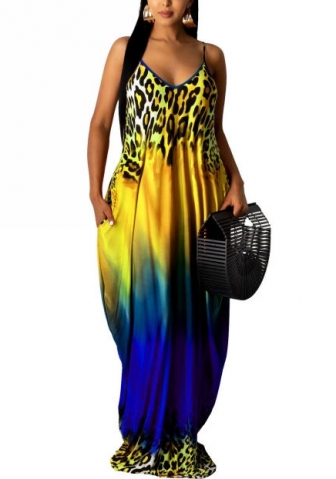 2022 Styles Women Fashion Summer INS Styles Strap Print Maxi Dress