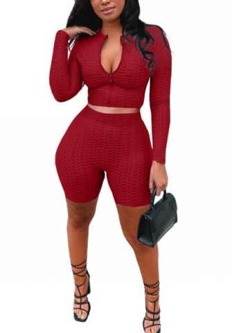 2022 Styles Women Fashion Summer INS Styles Solid Color Front Zipper Short Two Pieces Suit