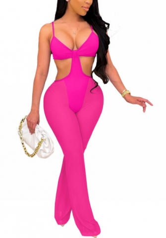 2022 Styles Women Fashion Summer INS Styles Cut Out Mesh Jumpsuit