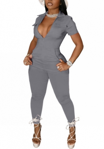 2022 Styles Women Fashion Summer INS Styles Solid Color OL Jumpsuit