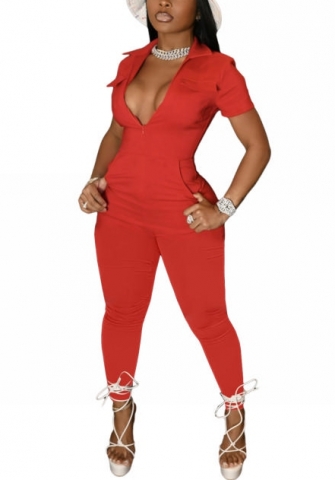 2022 Styles Women Fashion Summer INS Styles Solid Color OL Jumpsuit