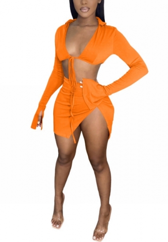 2022 Styles Women Fashion Summer INS Styles Solid Color Tie Two Piece Dress