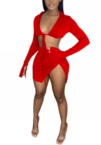 2022 Styles Women Fashion Summer INS Styles Solid Color Tie Two Piece Dress