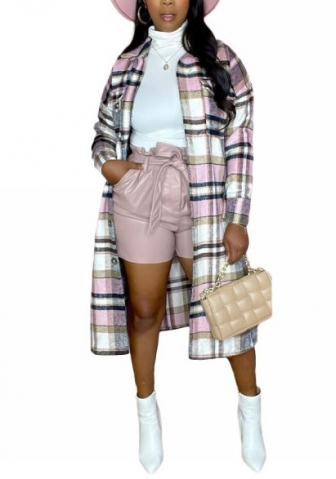 2022 Styles Women Fashion Summer INS Styles Plaid Front Button Shirts Coats