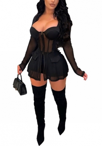 2022 Styles Women Fashion Summer INS Styles Solid Color Mesh Short Two Pieces Suit