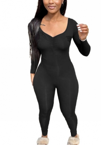 2022 Styles Women Fashion Summer INS Styles Solid Color Long Sleeve Jumpsuit